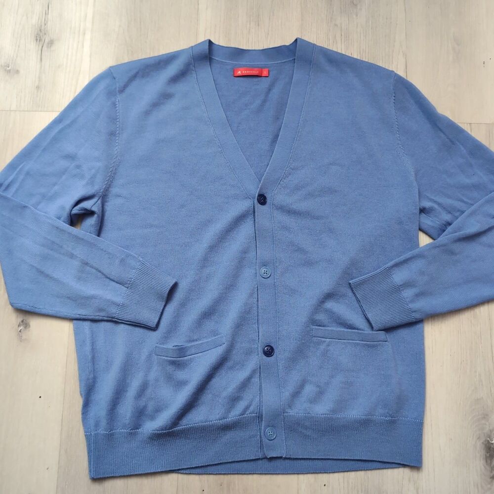 Redvanly Budlow Cardigan Sweater Mens Large Merino Wool Front Pocket